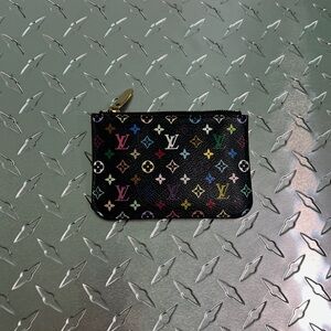 Louis Vuitton black multi color card holder